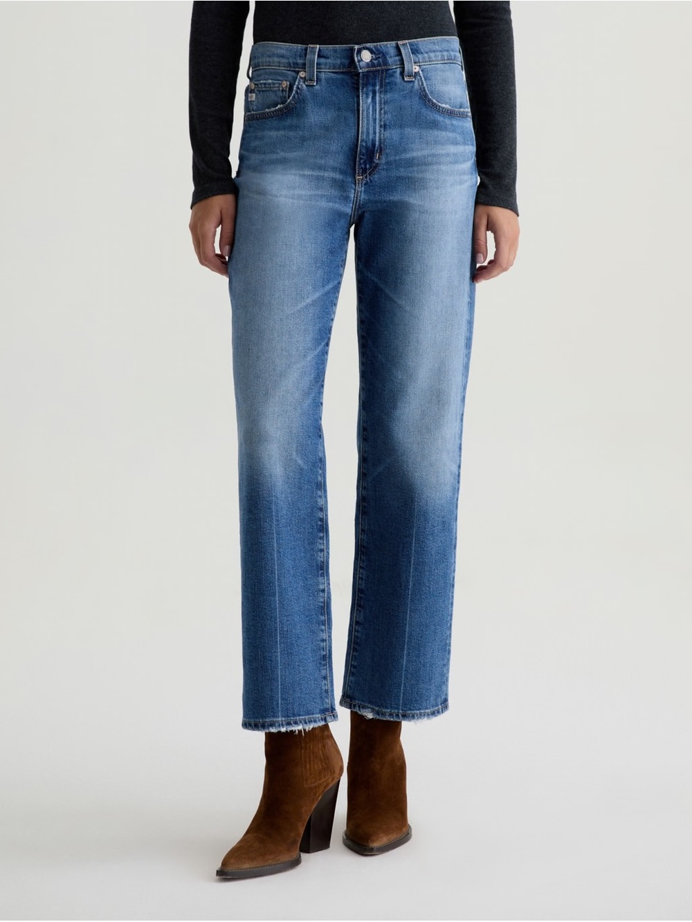 AG ag-ed denim brinley crop jean mid-rise straight color 17 years mystery